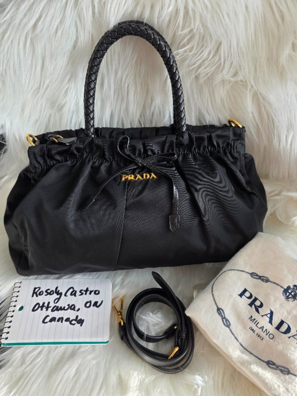 Authenticated Prada Tessuto Bow Two Way Bag